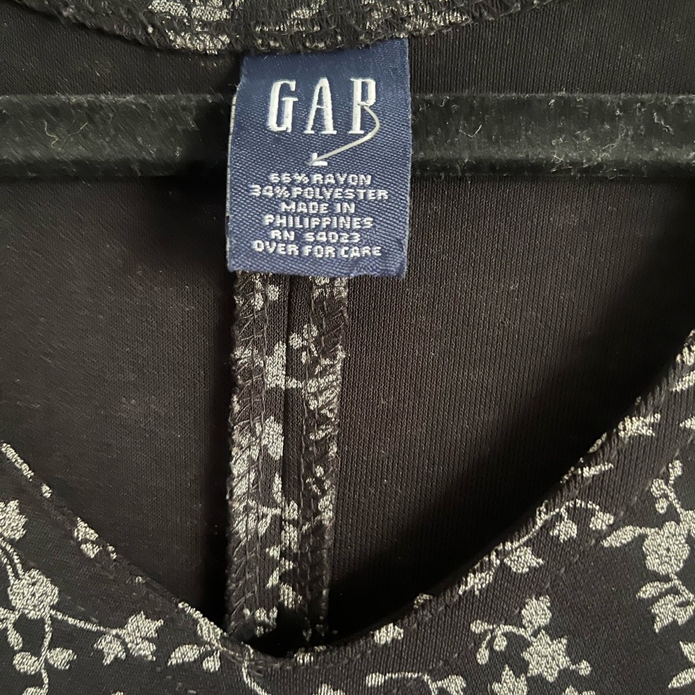Vintage 90s/2000s GAP Flora Maxi Dress Sleeveless V-Neck Black/Gray Y2K Sz L - Picture 8 of 9